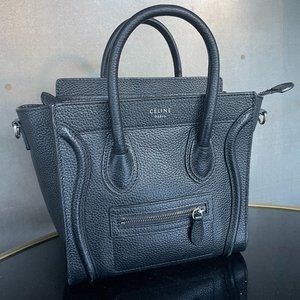 Celine Nano Luggage Bag in Drummed Calfskin Leather